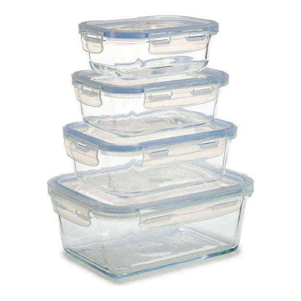 Lunchbox-Set Vivalto Glas Kristall (16 x 8,5 x 22 cm) (4 Stücke)