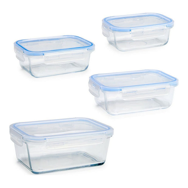 Lunchbox-Set Vivalto Glas Kristall (16 x 8,5 x 22 cm) (4 Stücke)