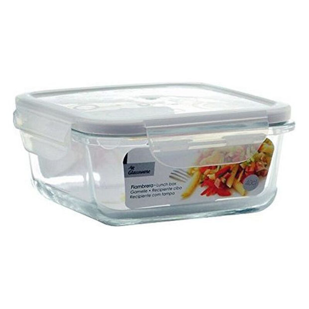 Lunchbox Vivalto Durchsichtig Glas Silikon Kristall (400 ml) (12,5 x 6,5 x 12,5 cm)