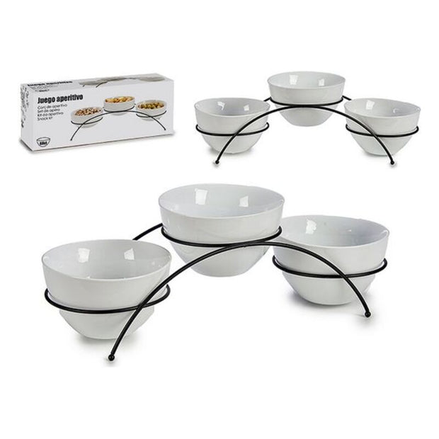 Schalenset Porzellan schmiedeeisern (13 x 13 x 39 cm)
