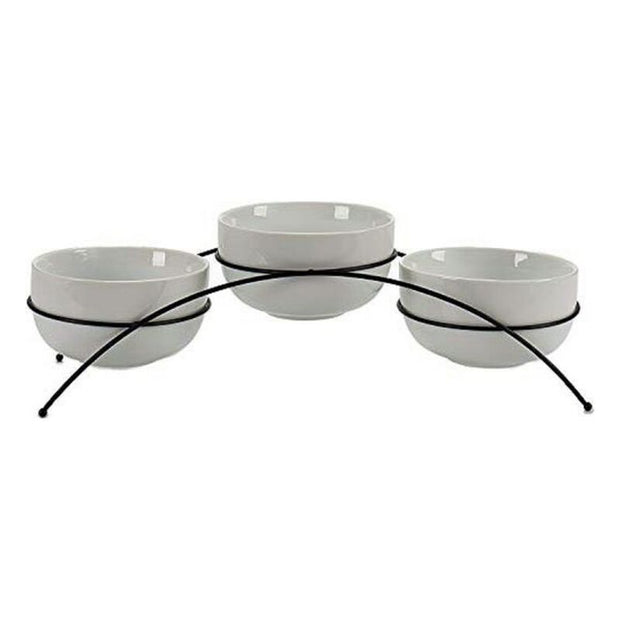 Schalenset Porzellan schmiedeeisern (13 x 13 x 39 cm)