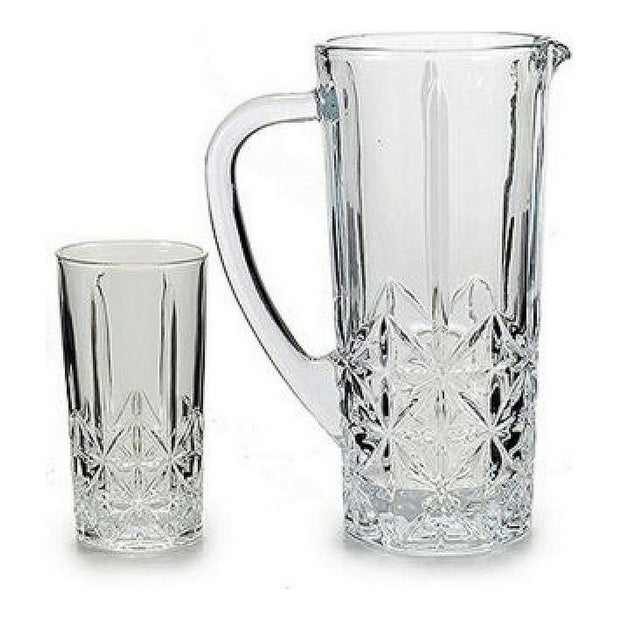 Gläserset Kanne Kristall Durchsichtig Glas (250 ml) (16 x 23,5 x 25,5 cm) 6 x (25 cl) / 1 x (1 l)