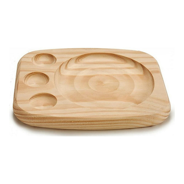 Tablett für Snacks Holz Saucen (19 x 2 x 22 cm)