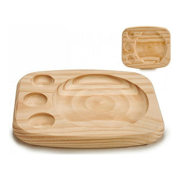 Tablett für Snacks Holz Saucen (19 x 2 x 22 cm)