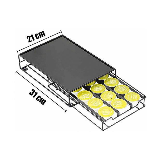 Organizer für Kaffeekapseln Schwarz Metall (31 x 21,5 x 7,5 cm)