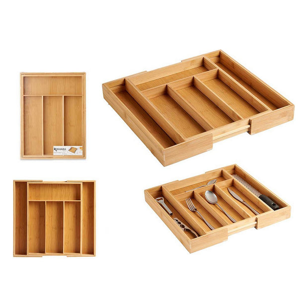 Besteckkasten Ausziehbar Braun Bambus (29 x 5 x 38 cm)