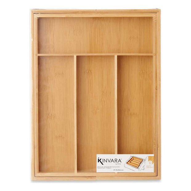 Besteckkasten Ausziehbar Braun Bambus (29 x 5 x 38 cm)