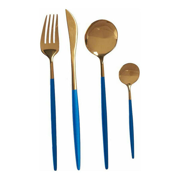 Besteck-Set Blau Golden Edelstahl (8 pcs)