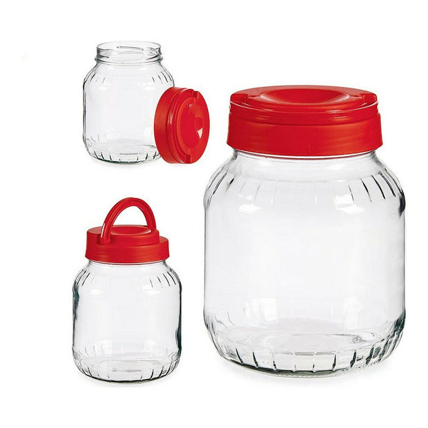 Gefäß ‎S3609129 Rot Durchsichtig 1,7 L Glas (13,5 x 17,5 x 13,5 cm) (1,7L)