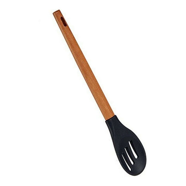 Löffel Braun Schwarz Silikon Buchenholz (6 x 1,8 x 30,5 cm)