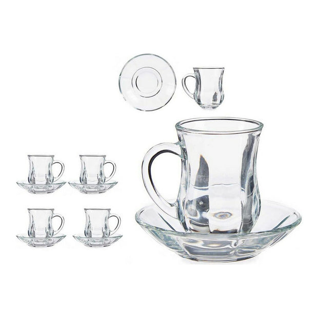 Satz mit Tassen- und Tellern weich Kristall Durchsichtig (125 ml) (8 pcs)