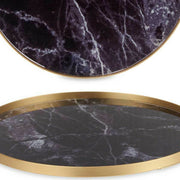 Schale Marmor Mit Griffen Schwarz Golden Metall Glas (35 x 4 x 20 cm)