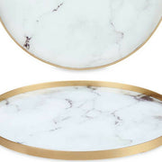 Schale Marmor Mit Griffen Golden Metall Weiß Glas (25 x 4 x 25 cm)