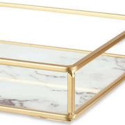 Schale Marmor Golden Metall Weiß Glas (25 x 4 x 15 cm)