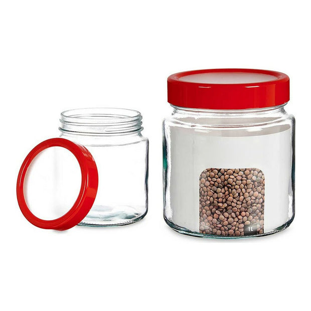 Gefäß Rot Durchsichtig Glas PP (11,5 x 35,5 x 11,5 cm) (1000 ml)