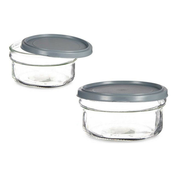 Runde Lunchbox mit Deckel Grau Kunststoff Glas (415 cl)