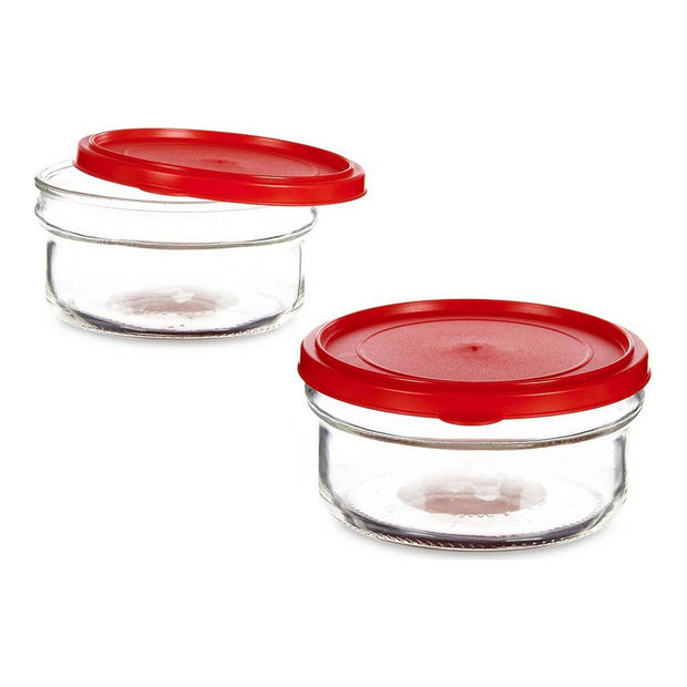 Runde Lunchbox mit Deckel Rot Kunststoff Glas (415 cl)