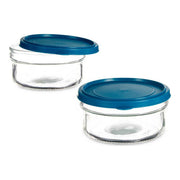 Runde Lunchbox mit Deckel Blau Kunststoff Glas (415 cl)