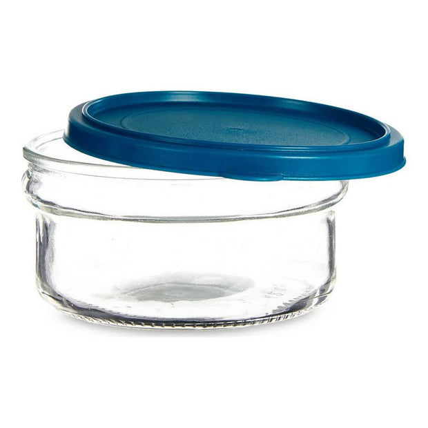 Runde Lunchbox mit Deckel Blau Kunststoff Glas (415 cl)