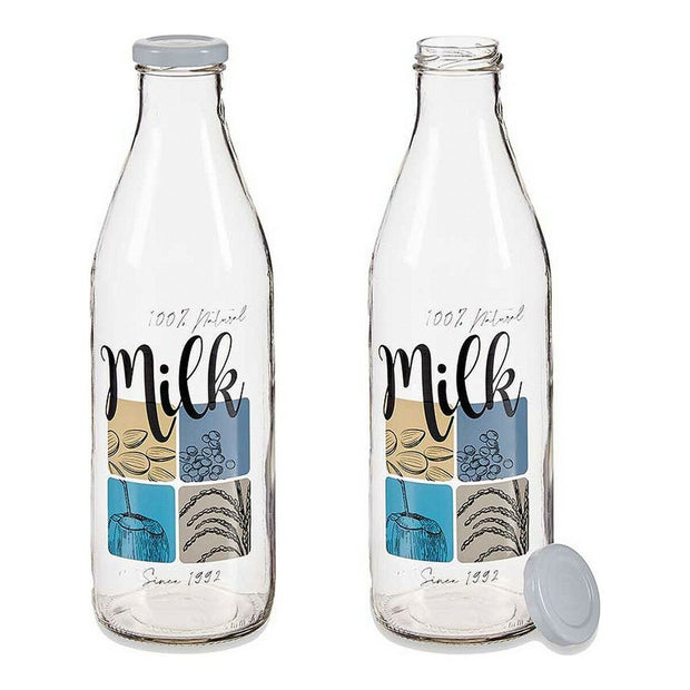 Flasche Natural Milk Durchsichtig Metall Glas (1000 ml)