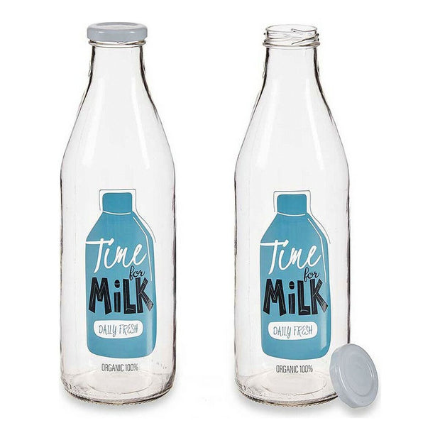 Flasche Time for Milk Durchsichtig Metall Glas (1000 ml)