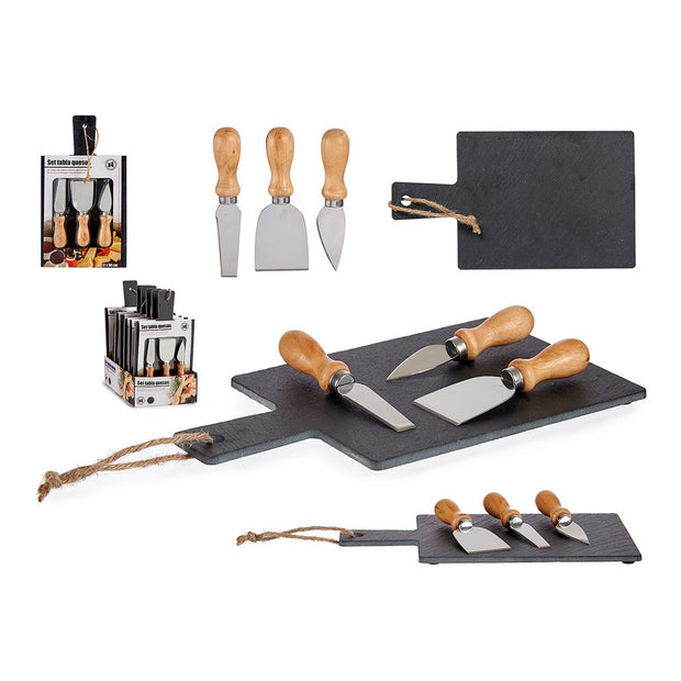 Verkostungsset Käsebrett Schwarz Stahl Tafel (4 pcs)