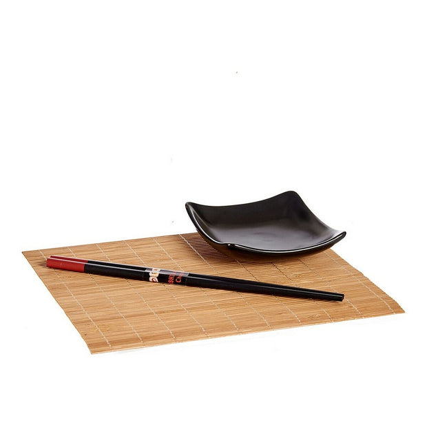Sushi-Set Schwarz Braun aus Keramik Bambus (6 pcs)