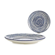 Flad plade Streifen Porzellan Blau Weiß (24 x 2,8 x 24 cm)