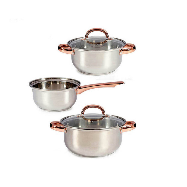 Topfset Silberfarben Golden Glas Edelstahl (5 pcs)