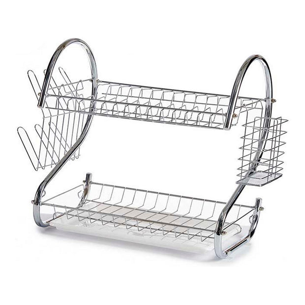 Abtropfsieb für die Spüle Silberfarben Weiß Metall PP (25 x 38 x 50 cm)