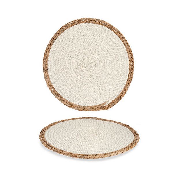 Untersetzer Weiß/Braun Naturfaser (35 x 1 x 35 cm)