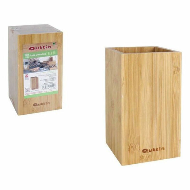 Gefäß für Küchenutensilien Quttin Bambus natürlich (10,5 x 10,5 x 18 cm)