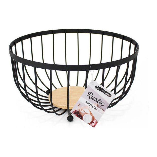 Obstschale Confortime Rustic Schwarz Metall (25 x 25 x 13 cm)