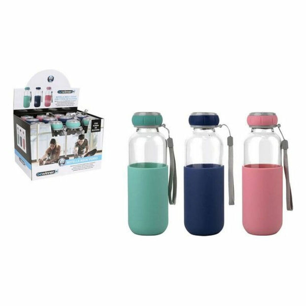 Wasserflasche Bewinner Glas Hülle Silikon (300 ml)