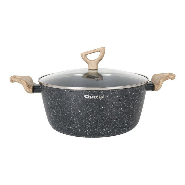 Kasserolle mit Glasabdeckung Quttin Nature Geschmiedetes Aluminium (Ø 28 cm)