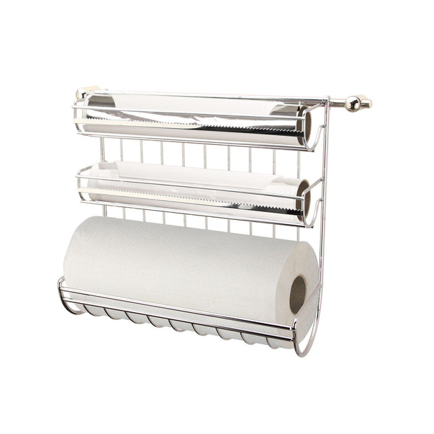 Küchenpapierrollenhalterung Quttin Silberfarben Metall Dreifach (31,5 x 16 x 29,5 cm)