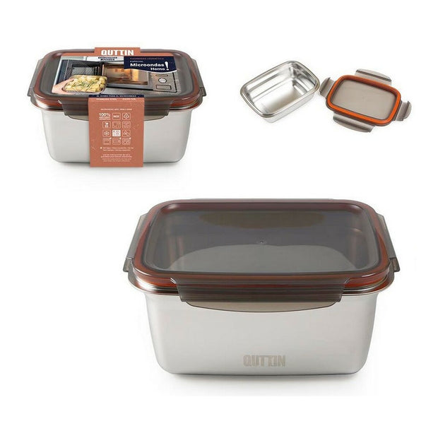 Lunchbox hermetisch Quttin rechteckig Silberfarben Edelstahl (2,6 L)