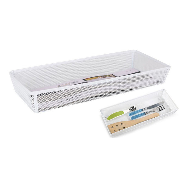 Besteckkasten Confortime Metall Weiß (37,5 x 15,24 x 5,2 cm)