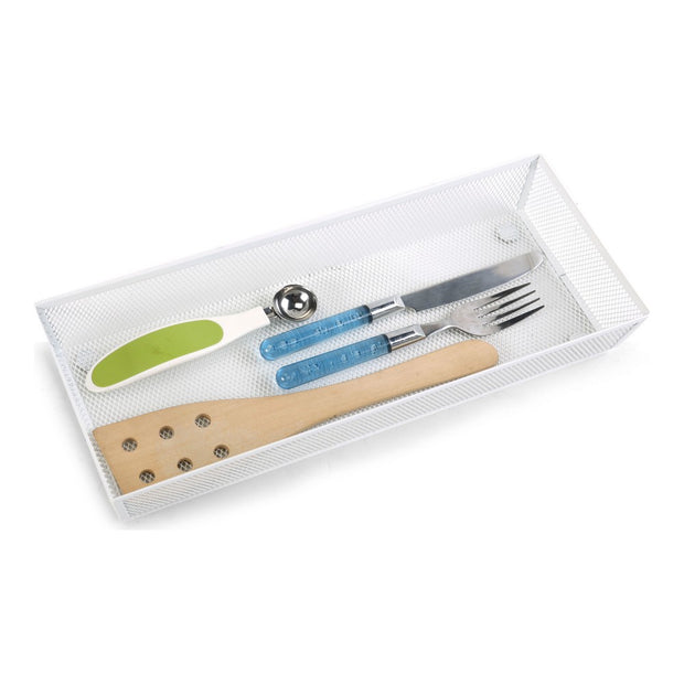 Besteckkasten Confortime Metall Weiß (37,5 x 15,24 x 5,2 cm)