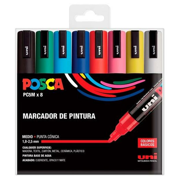 Set of Felt Tip Pens Uni-Ball Posca Basic PC-5M 8 Units