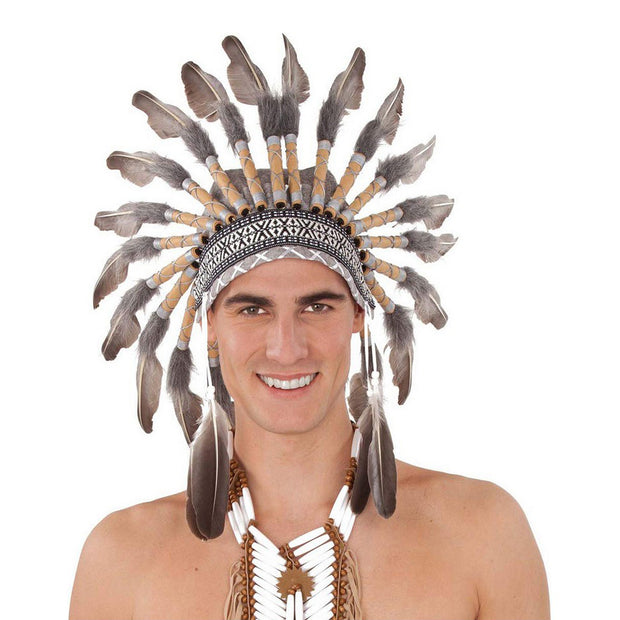 Headband My Other Me Feathers Grey American Indian  60 cm