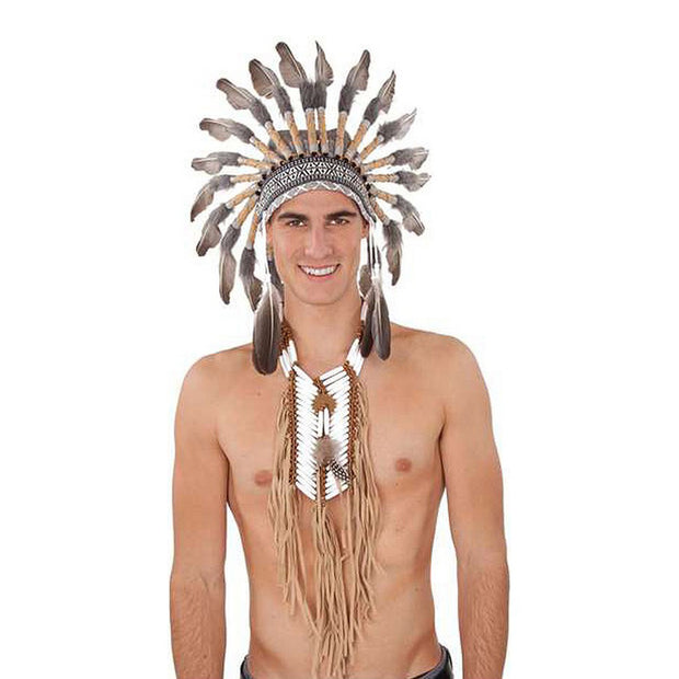 Headband My Other Me Feathers Grey American Indian  60 cm
