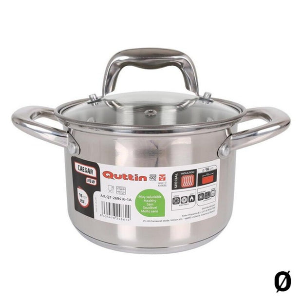 Topf mit Glasabdeckung Quttin Stahl