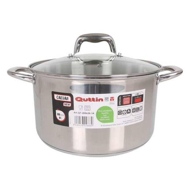 Topf mit Glasabdeckung Quttin Stahl