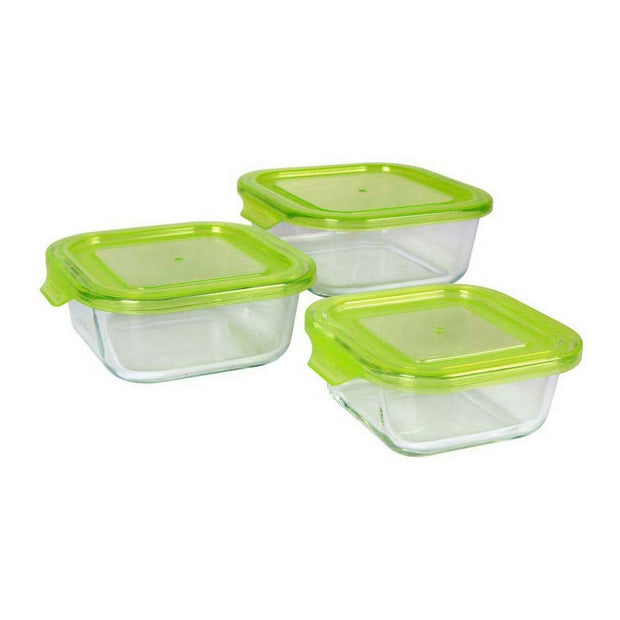 3 Lunchbox-Set Quttin rechteckig Durchsichtig grün