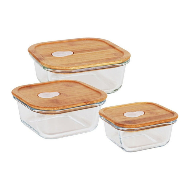 3 Lunchbox-Set Quttin Bambus Rechteckig/Quadratisch