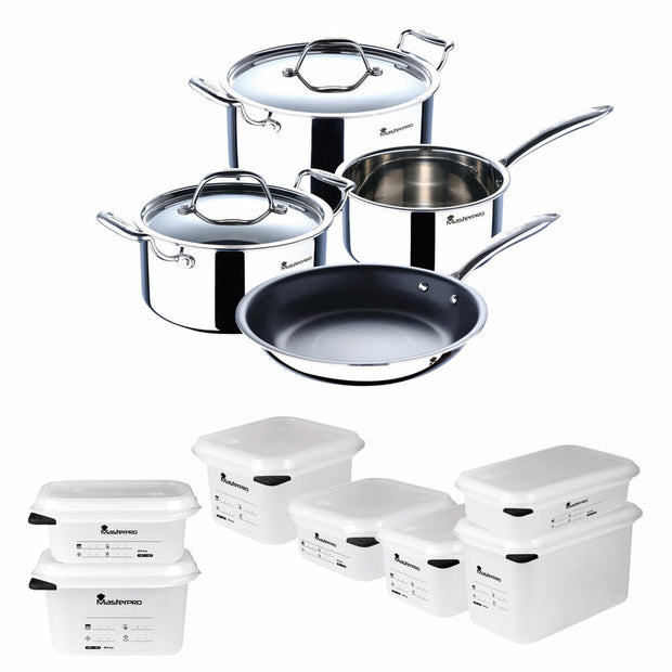 Topfset Masterpro Cookware Triply Edelstahl (11 pcs)