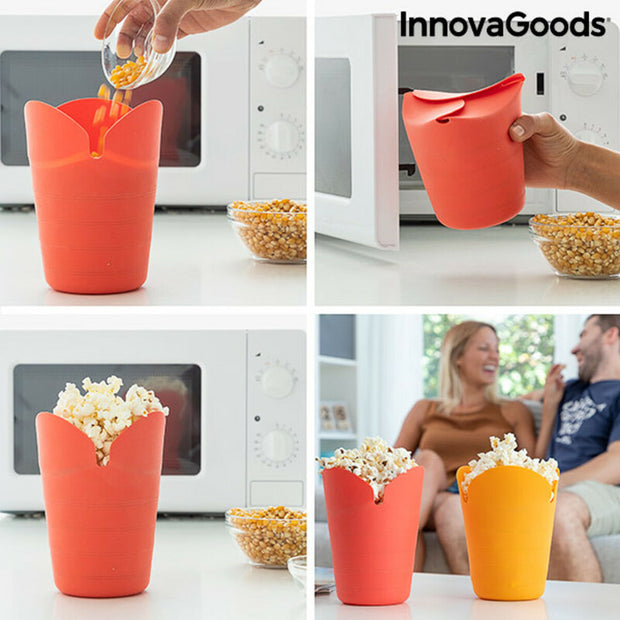 Popcorn-Bereiter, faltbar, Silikon Popbox InnovaGoods (2Er pack)