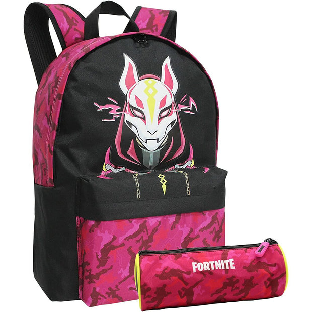 Set Fortnite Max Drift Black Fuchsia School Bag Holdall