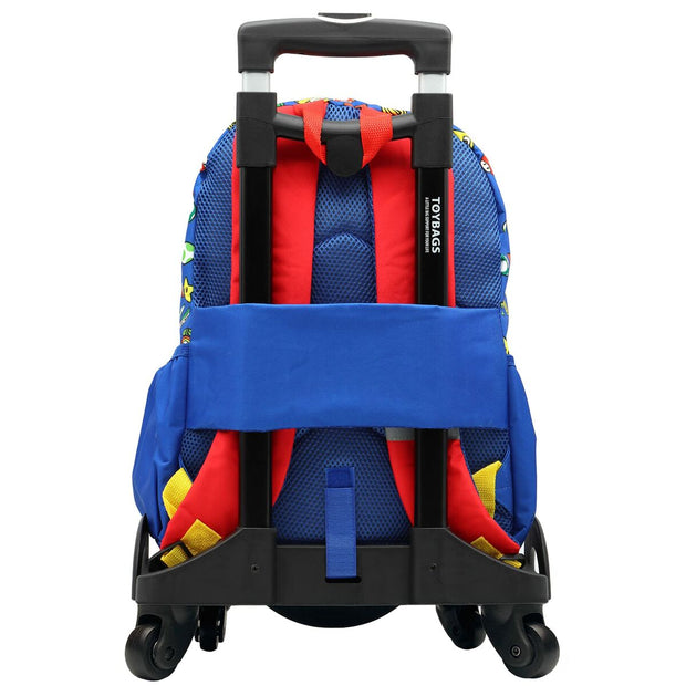 School Rucksack with Wheels Super Mario Red Blue (40 x 30 x 16 cm)